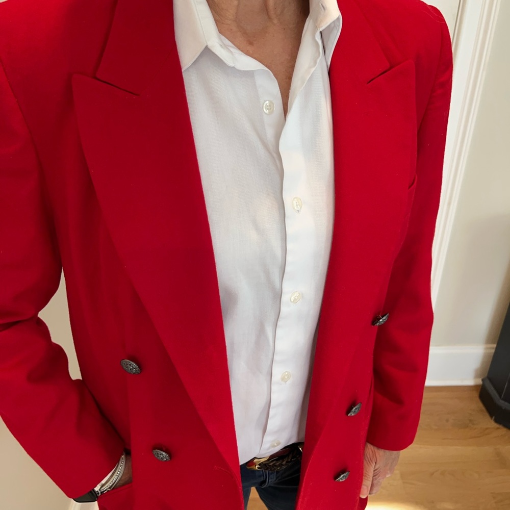 True Red Talbots wool blazer 10, double-breasted